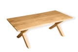 Solid Hardwood Oak rustic Kitchen Table 40mm with X table legs natural oiled